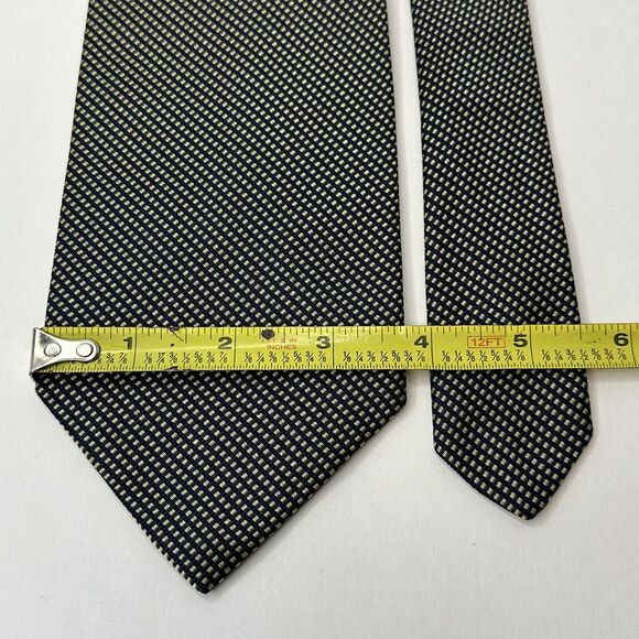 Brooks Brothers Makers Neck Tie All Silk Made in USA Navy w/Gold Geometric CLEAN - Picture 8 of 9